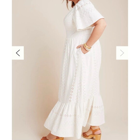Maeve Anthropologie Rochelle Eyelet Maxi Dress Women’s 1X Boho Cottage Wedding - Picture 3 of 16